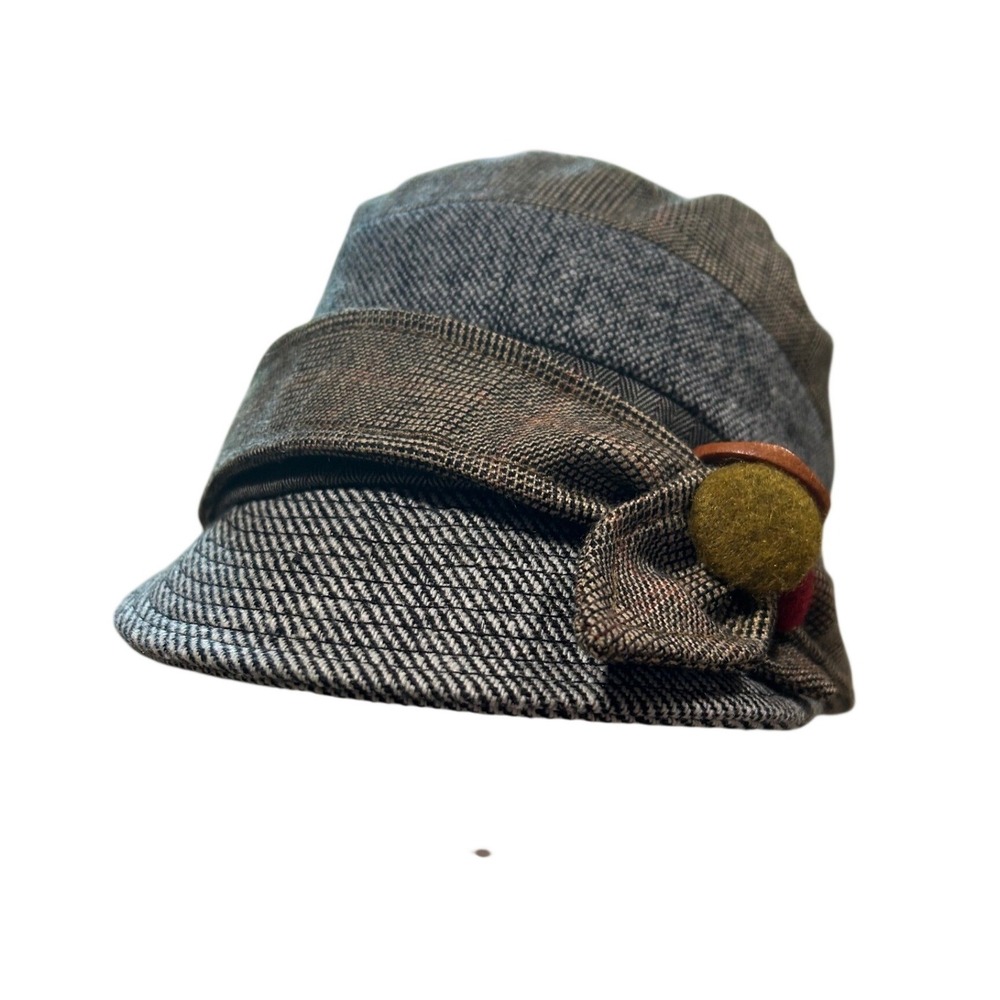 NWT Y2K Kimon Cap Newsboy Cloche Tweed Retro Hat Bow Cottagecore